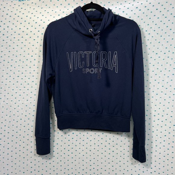 Victoria's Secret Sport Navy Blue Cowl Neck Pullover Sweatshirt - Picture 1 of 6